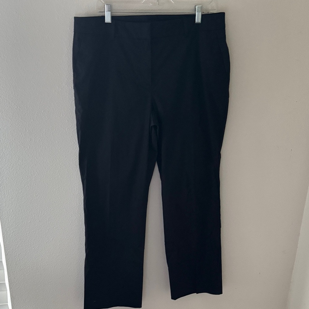 Ann Taylor Black‎ flat front straight leg cotton pants Sz 12